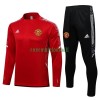 Manchester United Champions League Ensemble Sweat d'Entraînement Quarter-Zip 22-23 Rouge Blanc Pour Enfant